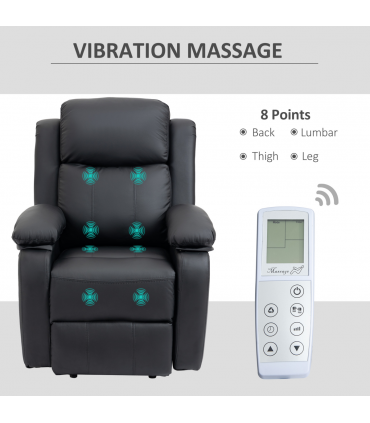 Electric Power Lift Recliner Chair with Massage Vibration Side Pocket, Black