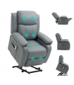 Electric Power Lift Recliner Chair with Massage Vibration Side Pocket, Grey