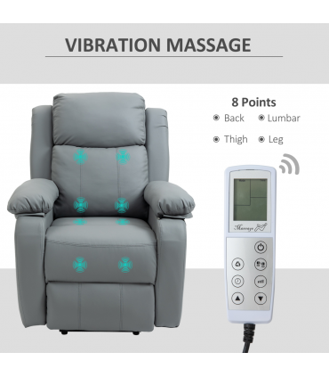 Electric Power Lift Recliner Chair with Massage Vibration Side Pocket, Grey