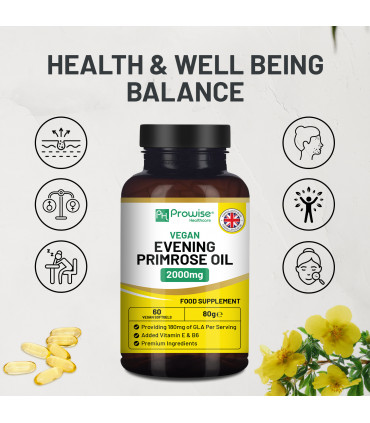 Evening Primrose Oil 1000mg | 90 Softgel Capsules | Pure Cold Pressed I 90mg GLA per Capsule I Halal Friendly