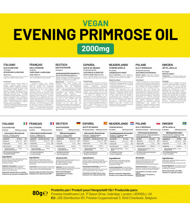 Evening Primrose Oil 1000mg | 90 Softgel Capsules | Pure Cold Pressed I 90mg GLA per Capsule I Halal Friendly