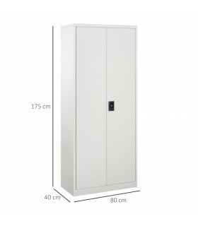 Filing Cabinet Storage Office 2 Doors Adjustable Shelf Metal Cream White