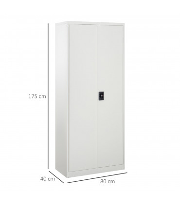 Filing Cabinet Storage Office 2 Doors Adjustable Shelf Metal Cream White