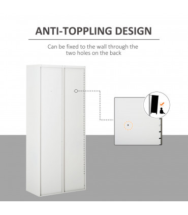 Filing Cabinet Storage Office 2 Doors Adjustable Shelf Metal Cream White