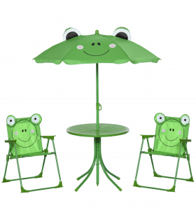 Metal Green Chair: 39L x 38W x 52Hcm Foldable Patio Kids Picnic Table 4-piece