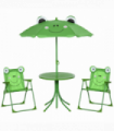 Metal Green Chair: 39L x 38W x 52Hcm Foldable Patio Kids Picnic Table 4-piece