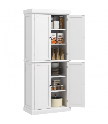 Freestanding Kitchen Cupboard, 6-Tier Cabinet Organizer w/ 4 Adjustable, White
