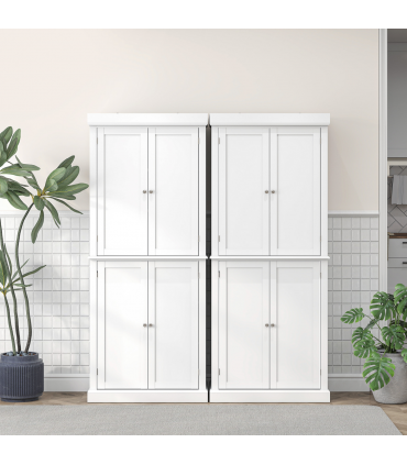 Freestanding Kitchen Cupboard, 6-Tier Cabinet Organizer w/ 4 Adjustable, White