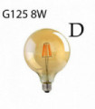 G125 E27 8W Edison Style LED filament Globe shape Retro Vintage Amber light bulb