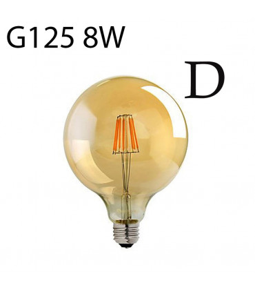 G125 E27 8W Edison Style LED filament Globe shape Retro Vintage Amber light bulb