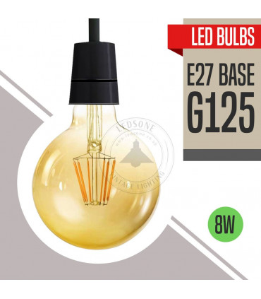 G125 E27 8W Edison Style LED filament Globe shape Retro Vintage Amber light bulb