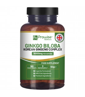 Ginkgo Biloba and Korean Ginseng Tablets 8000mg 180 Vegan Tablets by Prowise