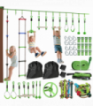 AIYAPLAY Obstacle Course for Kids with 10PCs Slackline Kit, Green