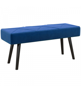 Bed-End Bench Blue Velvet Upholstery Steel Legs 100L x 36W x 45H cm Comfortable
