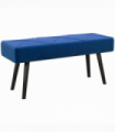 Bed-End Bench Blue Velvet Upholstery Steel Legs 100L x 36W x 45H cm Comfortable
