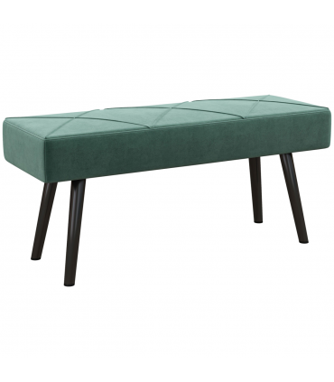 HOMCOM End of Bed Bench, Upholstered Hallway Bedroom with Steel Legs, Green