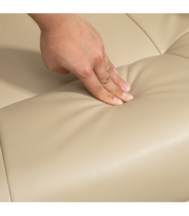 HOMCOM Ergonomic Office Recliner Sofa Chair PU Leather Armchair Lounger Cream