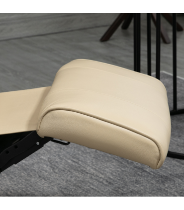 HOMCOM Ergonomic Office Recliner Sofa Chair PU Leather Armchair Lounger Cream