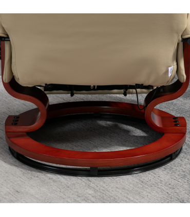 HOMCOM Ergonomic Office Recliner Sofa Chair PU Leather Armchair Lounger Cream