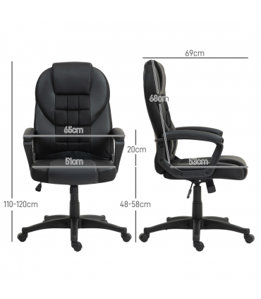 HOMCOM Executive Office Chair High Back Computer Chair with Armrests Black