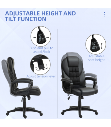 HOMCOM Executive Office Chair High Back Computer Chair with Armrests Black