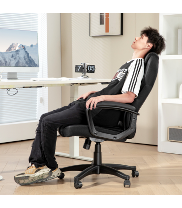 HOMCOM Executive Office Chair High Back Computer Chair with Armrests Black