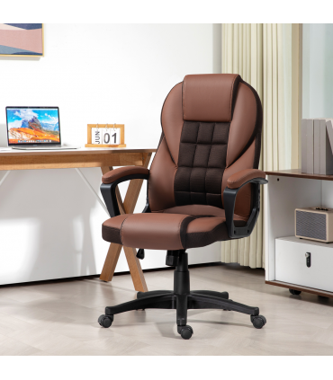 HOMCOM Executive Office Chair High Back Computer Chair with Armrests Brown