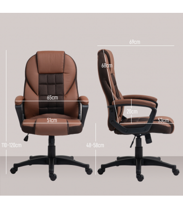 HOMCOM Executive Office Chair High Back Computer Chair with Armrests Brown