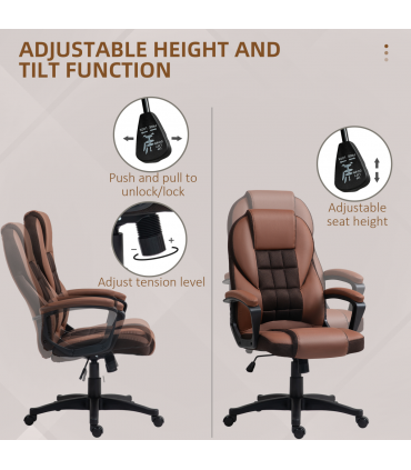 HOMCOM Executive Office Chair High Back Computer Chair with Armrests Brown