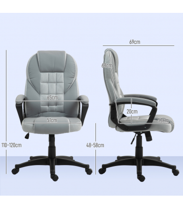 HOMCOM Executive Office Chair High Back Computer Chair with Armrests Grey