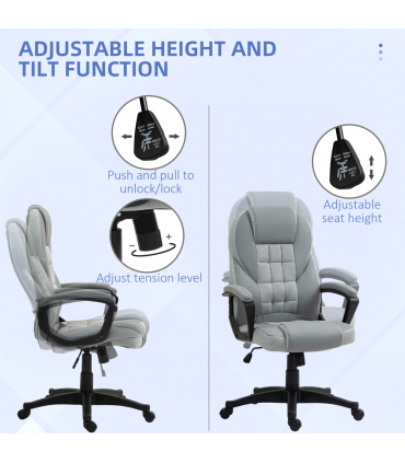 HOMCOM Executive Office Chair High Back Computer Chair with Armrests Grey
