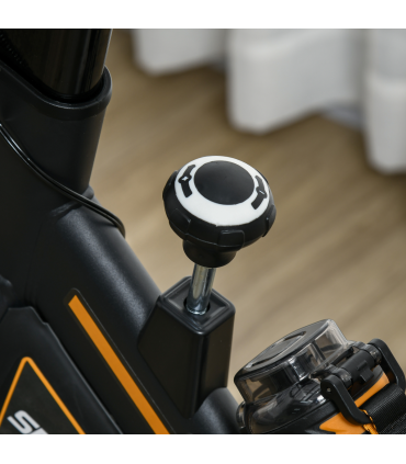 HOMCOM Exercise Bike Indoor Cycling w/ LCD Display, Heart Rate Sensor, Orange