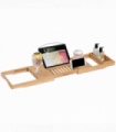 HOMCOM Extendable Bath Tub Bathroom Tray Bathtub Caddy Shelf Wine Holder Book
