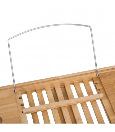 HOMCOM Extendable Bath Tub Bathroom Tray Bathtub Caddy Shelf Wine Holder Book