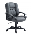 HOMCOM Faux Leather Home Office Chair Mid Back Desk Chair with Arms Dark Grey