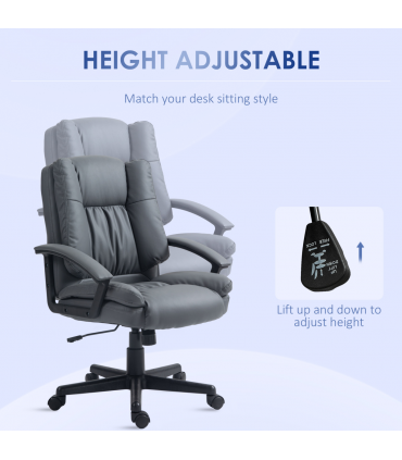 HOMCOM Faux Leather Home Office Chair Mid Back Desk Chair with Arms Dark Grey