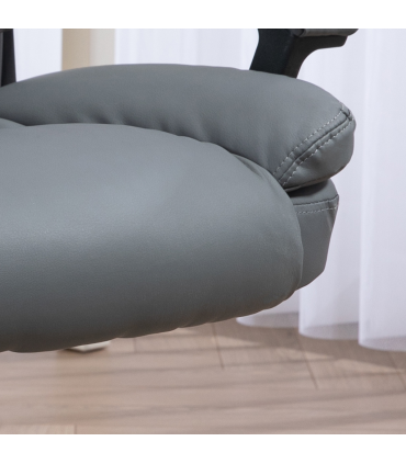 HOMCOM Faux Leather Home Office Chair Mid Back Desk Chair with Arms Dark Grey