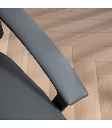 HOMCOM Faux Leather Home Office Chair Mid Back Desk Chair with Arms Dark Grey