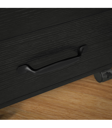 HOMCOM File Cabinet with 3 Drawers, Under Desk Mobile Filing Cabinet Black