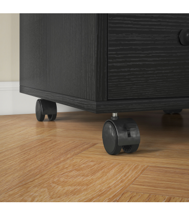 HOMCOM File Cabinet with 3 Drawers, Under Desk Mobile Filing Cabinet Black