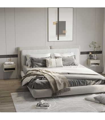 HOMCOM Floating Bedside Table Set of 2 Wall Mounted Nightstand Brown