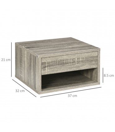 HOMCOM Floating Bedside Table Set of 2 Wall Mounted Nightstand Brown