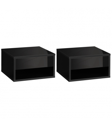 HOMCOM Floating Bedside Table Set of 2 Wall Mounted Nightstand W/ Drawer Black