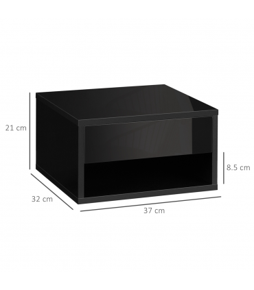 HOMCOM Floating Bedside Table Set of 2 Wall Mounted Nightstand W/ Drawer Black