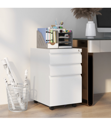 Efficient File Storage Cabinet with Lock & Wheels - Compact Steel Design