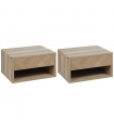 HOMCOM Floating Bedside Table Set of 2 Wall Mounted Nightstand W/ Drawer Natural