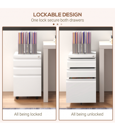Efficient File Storage Cabinet with Lock & Wheels - Compact Steel Design
