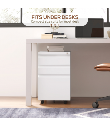Efficient File Storage Cabinet with Lock & Wheels - Compact Steel Design