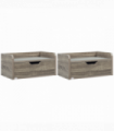 HOMCOM Floating Nightstand Set of 2, Nightstand with Drawer, Grey