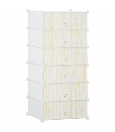 HOMCOM 6 Tier Shoe Rack Plastic Storage Cabinet Modular Shoe Tower White